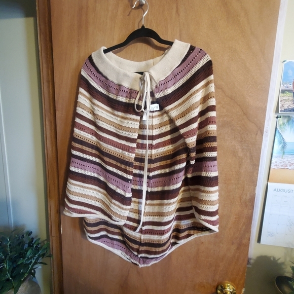 MAEVE BY ANTHROPOLOGIE. ONE SIZE BROWN STRIPE BEACH WRAP SKIRT. Nwt - Picture 3 of 7